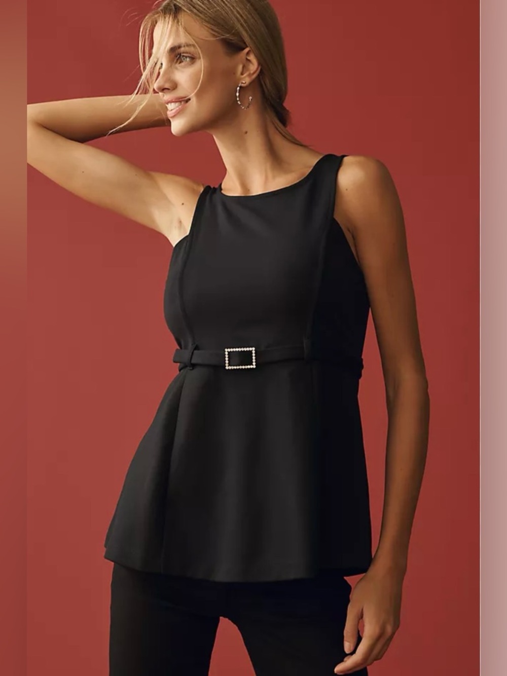 NWT Maeve Belted Peplum Top